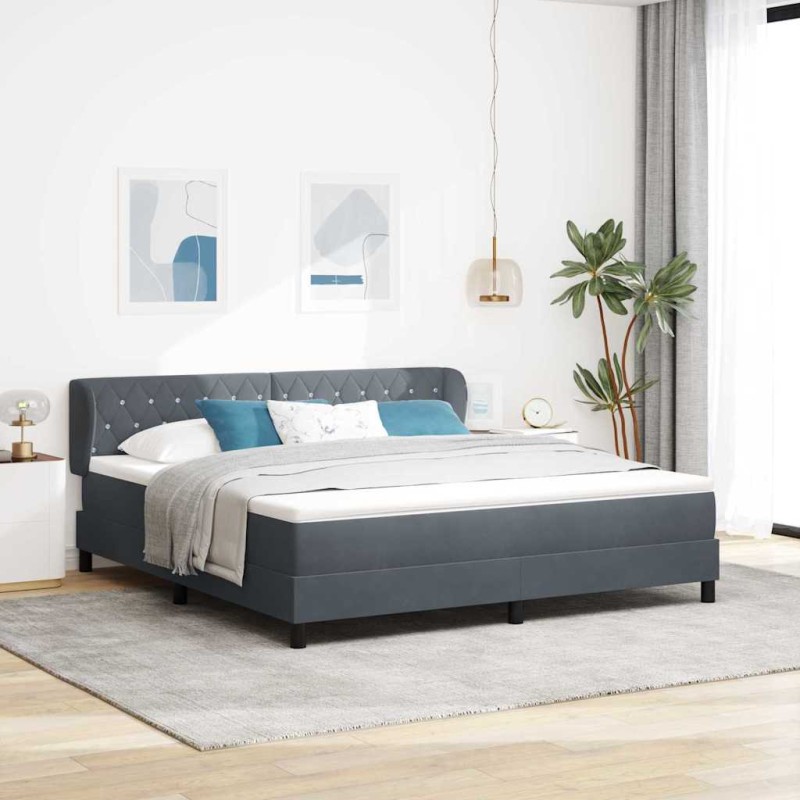 Letto Box Spring vidaXL con Materasso Grigio Scuro 180x200 cm in Velluto Letto Box Spring vidaXL con Materasso Grigio Scuro 180x200 cm in Velluto