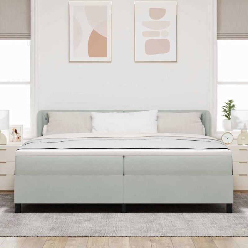 vidaXL Letto con Rete a Molle e Materasso Grigio Chiaro 200x200 cm Velluto vidaXL Letto con Rete a Molle e Materasso Grigio Chiaro 200x200 cm Velluto