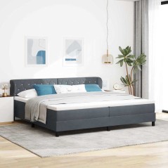 Letto Box Spring vidaXL con Materasso Grigio Scuro 200x200 cm in Velluto