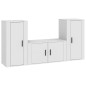 Set Mobili Porta TV 3 pz Bianco in Legno Multistrato Set Mobili Porta TV 3 pz Bianco in Legno Multistrato