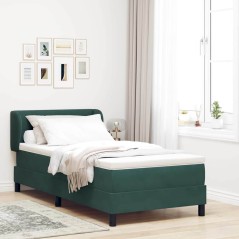 Letto con materasso vidaXL Verde Scuro 90x190 cm in Velluto