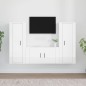 Set Mobili Porta TV 3 pz Bianco Lucido in Legno Multistrato Set Mobili Porta TV 3 pz Bianco Lucido in Legno Multistrato