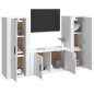 Set Mobili Porta TV 3 pz Bianco Lucido in Legno Multistrato Set Mobili Porta TV 3 pz Bianco Lucido in Legno Multistrato