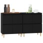 Credenze 2pz Nere 60x35x70 cm in Legno Multistrato Credenze 2pz Nere 60x35x70 cm in Legno Multistrato