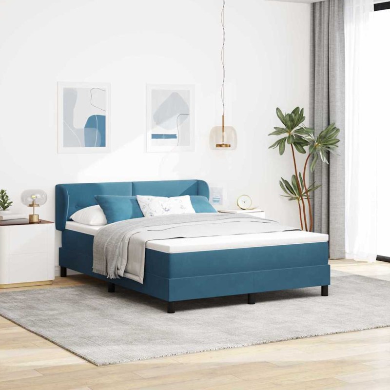 vidaXL Letto Box Spring con Materasso Blu Scuro 140x190 cm Velluto vidaXL Letto Box Spring con Materasso Blu Scuro 140x190 cm Velluto