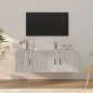 Set Mobili Porta TV 2 pz Grigio Sonoma in Legno Multistrato Set Mobili Porta TV 2 pz Grigio Sonoma in Legno Multistrato