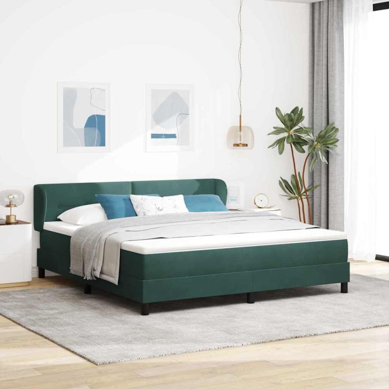 Letto a molle vitaXL con materasso verde scuro 180x200 cm in velluto Letto a molle vitaXL con materasso verde scuro 180x200 cm in velluto