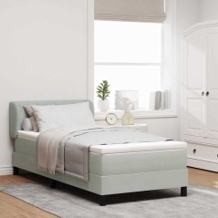 Letto a Box Spring con Materasso Grigio Chiaro 90x190 cm in Velluto
