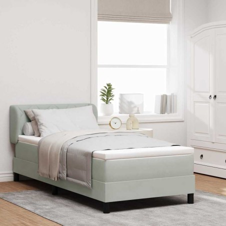 Letto a molle vitaXL con materasso Grigio chiaro 90x200 cm Velluto