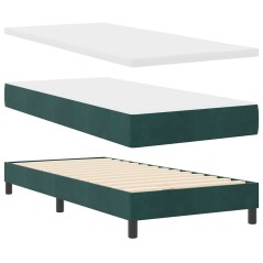 vidaXL Box Spring con Materasso Verde Scuro 100x200 cm Velluto
