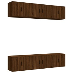 Set Mobili Porta TV 6 pz Rovere Marrone in Legno Multistrato