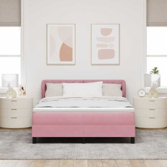 vidaXL Letto Box Spring con Materasso Rosa 140x190 cm Velluto