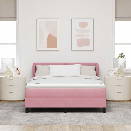 vidaXL Letto Box Spring con Materasso Rosa 140x190 cm Velluto