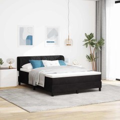 Letto Box Spring con Materasso nero 140x200 cm in Velluto