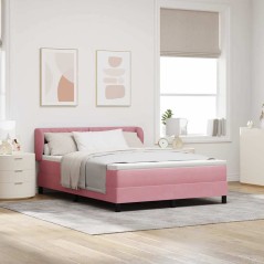 vidaXL Letto Box Spring con Materasso Rosa 160x200 cm Velluto