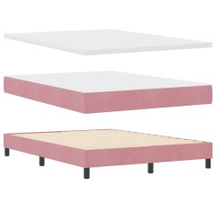 vidaXL Letto Box Spring con Materasso Rosa 160x200 cm Velluto