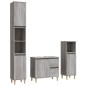 Set Mobili da Bagno 3 pz Grigio Sonoma in Legno Multistrato Set Mobili da Bagno 3 pz Grigio Sonoma in Legno Multistrato