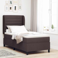 vidaXL Letto con molle e materasso marrone scuro, 80 x 200 cm, in tessuto