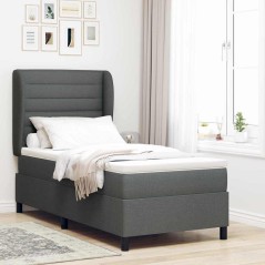 vidaXL Letto con materasso a molle grigio scuro, 90x190 cm, tessuto