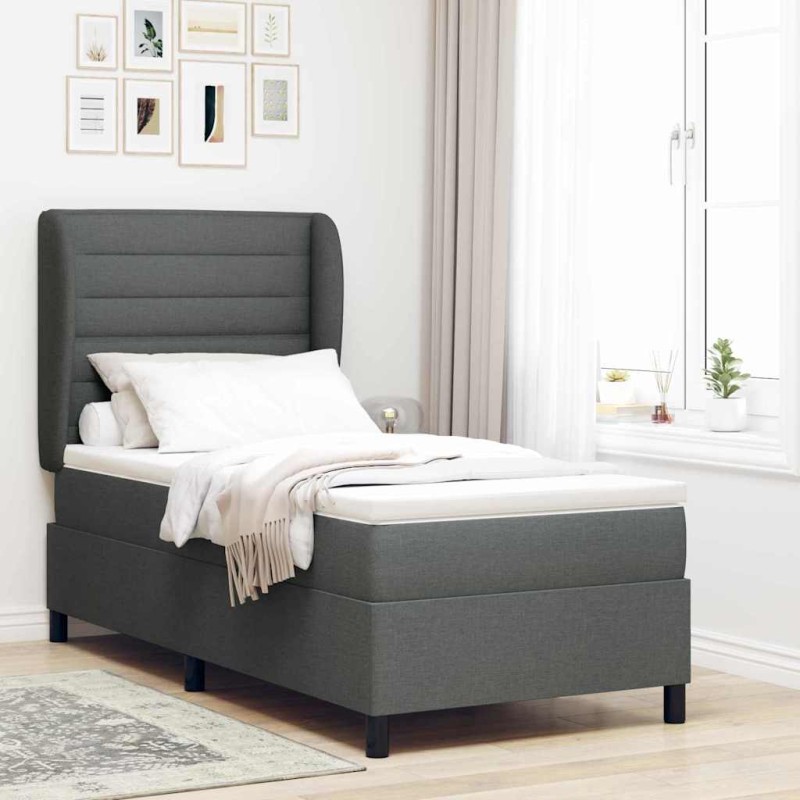 vidaXL Letto con materasso a molle grigio scuro, 90x190 cm, tessuto vidaXL Letto con materasso a molle grigio scuro, 90x190 cm, tessuto