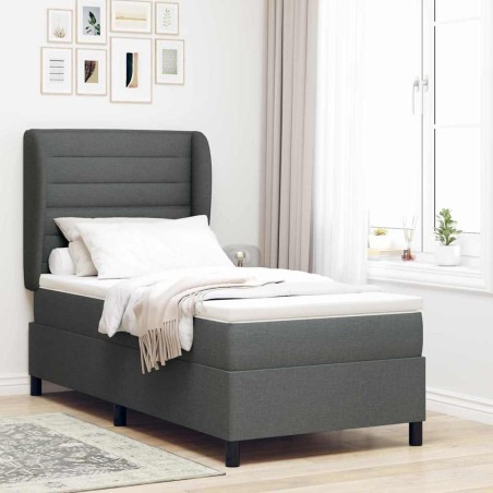 vidaXL Letto con materasso a molle grigio scuro, 90x190 cm, tessuto