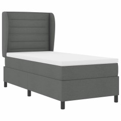 vidaXL Letto con materasso a molle grigio scuro, 90x190 cm, tessuto