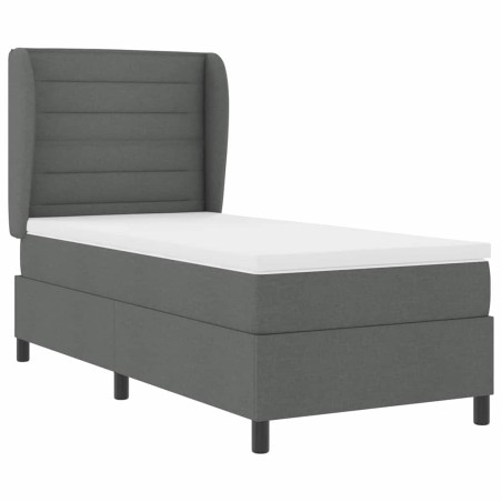 vidaXL Letto con materasso a molle grigio scuro, 90x190 cm, tessuto