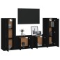 Set Mobili Porta TV 4 pz Nero in Legno Multistrato
