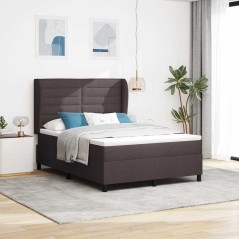 vidaXL Rete a molle con materasso marrone scuro 140x200 cm in tessuto