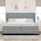 vidaXL Letto a molle con materasso grigio chiaro 200x200 cm in tessuto