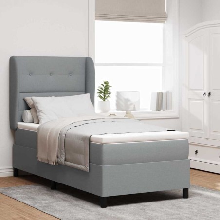 vidaXL Letto a molle con materasso grigio chiaro 80x200 cm in tessuto