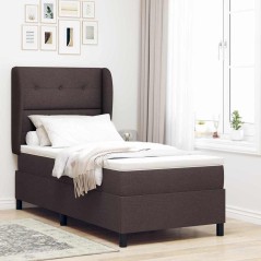 vidaXL Letto con molle e materasso marrone scuro 80x200 cm in tessuto.