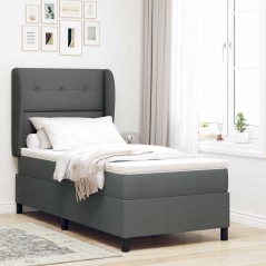 vidaXL Letto a molle con materasso grigio scuro 90x190 cm