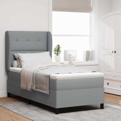 vidaXL Letto a molle con materasso Grigio chiaro 100 x 200 cm in tessuto