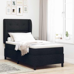 vidaXL Letto a molle con materasso nero 100x200 cm in tessuto