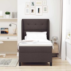 vidaXL Letto a molle con materasso marrone scuro 100x200 cm in tessuto