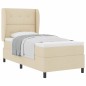 vidaXL Letto con rete a molle e materasso in crema - 100x200 cm, tessuto