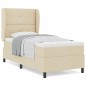 vidaXL Letto con rete a molle e materasso in crema - 100x200 cm, tessuto