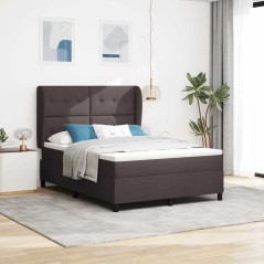 vidaXL Letto a molle con materasso marrone scuro, 140x190 cm, in tessuto