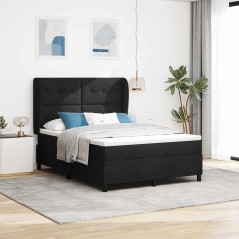 vidaXL Letto a molle con materasso nero, 140x200 cm in tessuto.