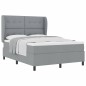 vidaXL Letto box spring con materasso grigio chiaro, 160x200 cm, in tessuto