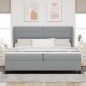 vidaXL Letto a Molle con Materasso - Grigio Chiaro, 200x200 cm, Tessuto vidaXL Letto a Molle con Materasso - Grigio Chiaro, 200x200 cm, Tessuto
