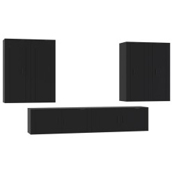 Set Mobili Porta TV 6 pz Nero in Legno Multistrato