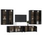 Set Mobili Porta TV 6 pz Nero in Legno Multistrato Set Mobili Porta TV 6 pz Nero in Legno Multistrato