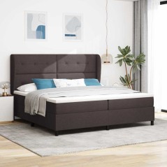 vidaXL Materasso con Base a Molle, Marrone Scuro, 200 x 200 cm, Tessuto