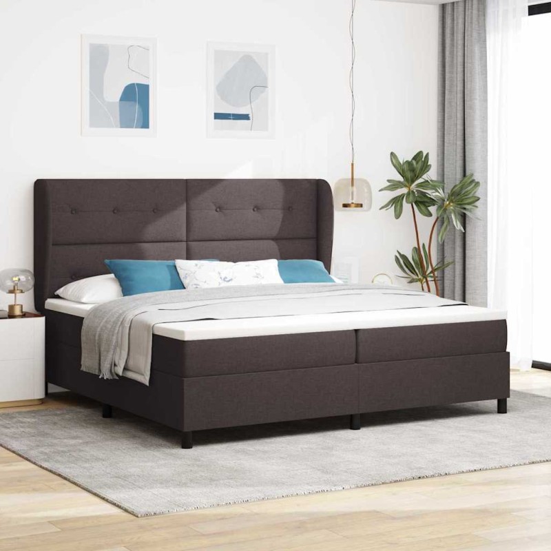 vidaXL Materasso con Base a Molle, Marrone Scuro, 200 x 200 cm, Tessuto