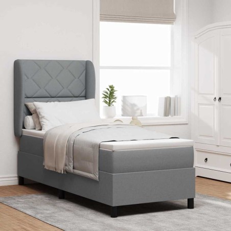 vidaXL Rete a molle con materasso, grigio chiaro, 80 x 200 cm, tessuto