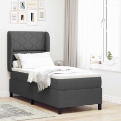 vidaXL Letto a Molle con Materasso Grigio Scuro, 80 x 200 cm, in Tessuto