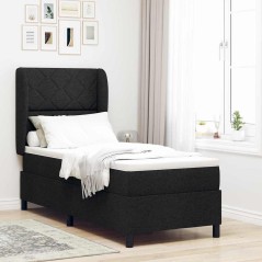 vidaXL Letto con molle e materasso - Nero - 80x200 cm - Tessuto