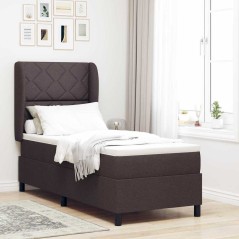 vidaXL Letto con molle e materasso - Marrone scuro, 80x200 cm, in tessuto